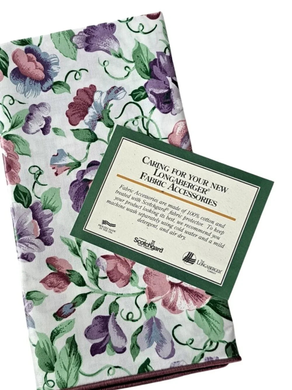 NEW 2 PK LONGABERGER FABRIC NAPKINS SWEET PEA 17